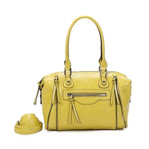 Sac à main bowling similicuir avec multiples zips décoratifs