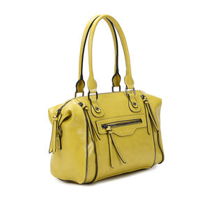 Sac à main bowling similicuir avec multiples zips décoratifs