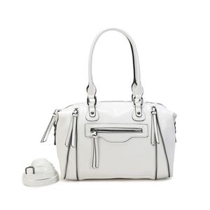 Sac à main bowling similicuir avec multiples zips décoratifs