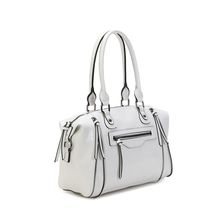 Sac à main bowling similicuir avec multiples zips décoratifs