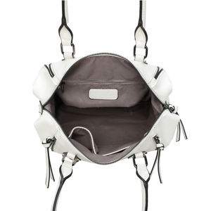 Sac à main bowling similicuir avec multiples zips décoratifs