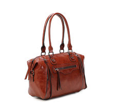 Sac à main bowling similicuir avec multiples zips décoratifs