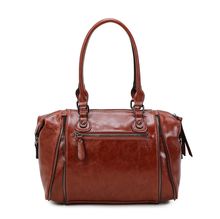 Sac à main bowling similicuir avec multiples zips décoratifs