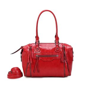 Sac à main bowling similicuir avec multiples zips décoratifs