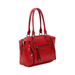 Sac à main bowling similicuir avec multiples zips décoratifs