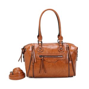 Sac à main bowling similicuir avec multiples zips décoratifs