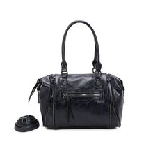 Sac à main bowling similicuir avec multiples zips décoratifs