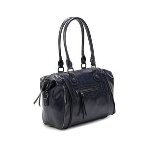Sac à main bowling similicuir avec multiples zips décoratifs