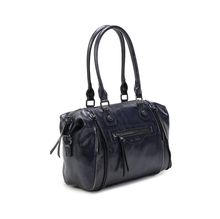 Sac à main bowling similicuir avec multiples zips décoratifs