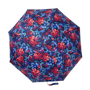 Parapluie pliant automatique à imprimé de motifs floraux vifs