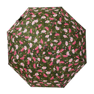 Parapluie pliant automatique à imprimé de motifs floraux vifs
