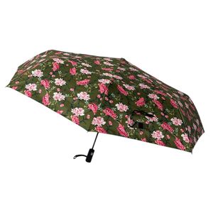 Parapluie pliant automatique à imprimé de motifs floraux vifs