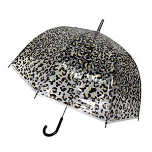 Parapluie cloche transparent automatique à un imprimé en léopard