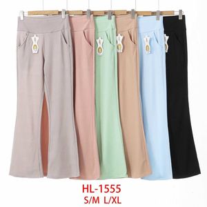 Pantalon évasé/bootcut doté d'une taille haute à bande large