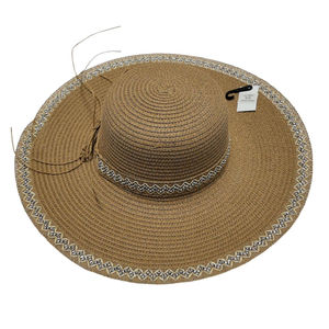 Chapeau de soleil fantaisie en papier à bordure contrasté et ruban - 3 pièces