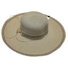 Chapeau de soleil fantaisie en papier à bordure contrasté et ruban - 12 pièces