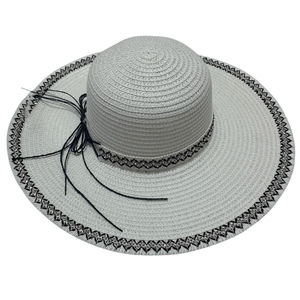 Chapeau de soleil fantaisie en papier à bordure contrasté et ruban - 12 pièces