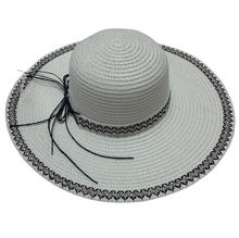 Chapeau de soleil fantaisie en papier à bordure contrasté et ruban - 12 pièces