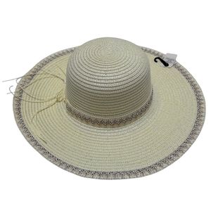 Chapeau de soleil fantaisie en papier à bordure contrasté et ruban - 12 pièces