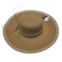 Chapeau de soleil fantaisie en papier à bordure contrasté et ruban - 12 pièces