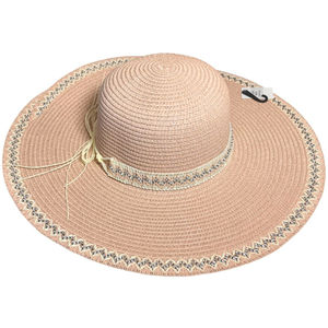 Chapeau de soleil fantaisie en papier à bordure contrasté et ruban - 12 pièces