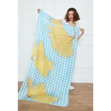 Écharpe au touchée soie motif à carreaux vichy et feuilles - 12 pièces