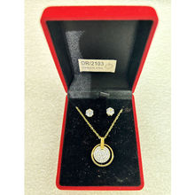 Collier à pendentif en cercles strass +  boucles d'oreilles puces en Acier inoxydable