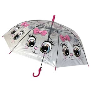 Parapluie cloche transparent automatique enfant à motif chats