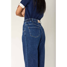 Jean baggy à jambes larges en denim coton délavé stretch