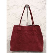 Sac cabas en croûte de cuire porté épaule avec un aspect  velouté et souple