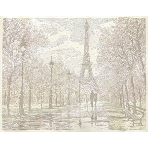 Kits de peinture par numéros 50x40 cm Paris La Tour Eiffel sous les fleurs de cerisier