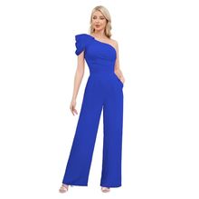 Combinaison asymétrique à une épaule avec pantalon droit à poche