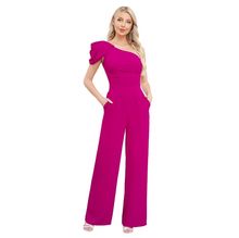 Combinaison asymétrique à une épaule avec pantalon droit à poche