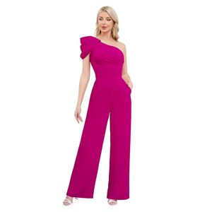 Combinaison asymétrique à une épaule avec pantalon droit à poche