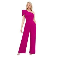 Combinaison asymétrique à une épaule avec pantalon droit à poche