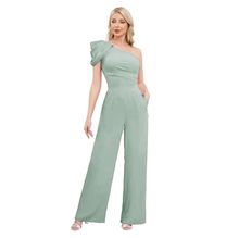 Combinaison asymétrique à une épaule avec pantalon droit à poche