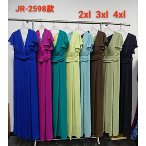 Combinaison pantalon de soirée à décolletée en V pour grande taille