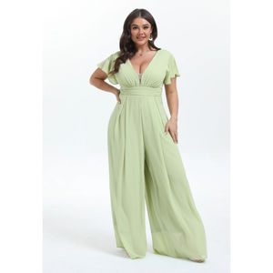 Combinaison pantalon de soirée à décolletée en V pour grande taille