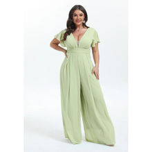 Combinaison pantalon de soirée à décolletée en V pour grande taille