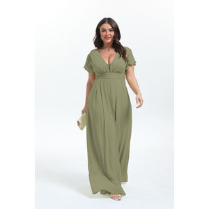 Combinaison pantalon de soirée à décolletée en V pour grande taille