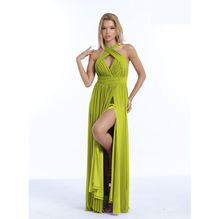 Robe de soirée longue en drapé fluide avec corsage multipositions