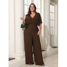 Combi-palazzo de soirée en grande taille avec manches chauve-souris