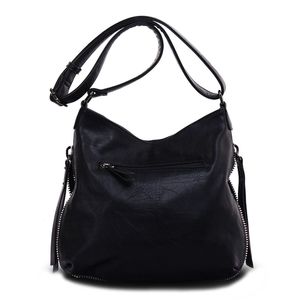 Besace en cuir synthétique avec des zips latéraux décoratifs