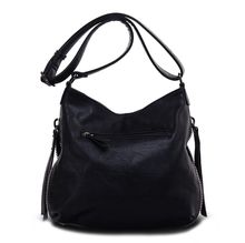 Besace en cuir synthétique avec des zips latéraux décoratifs