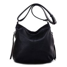 Besace en cuir synthétique avec des zips latéraux décoratifs