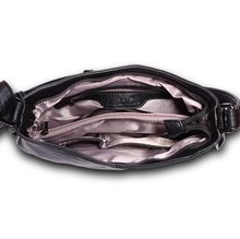 Besace en cuir synthétique avec des zips latéraux décoratifs