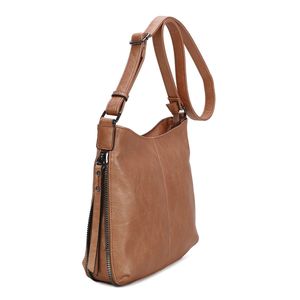 Besace en cuir synthétique avec des zips latéraux décoratifs