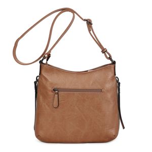 Besace en cuir synthétique avec des zips latéraux décoratifs