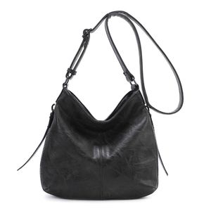 Besace en cuir synthétique avec des zips latéraux décoratifs