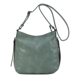 Besace en cuir synthétique avec des zips latéraux décoratifs